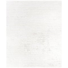 Plain Contemporary minimalism handmade Rug Wool Bamboo Silk Allo - Two White 