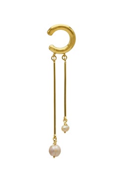 Two White Pearls Earcuff in 22k Gold Plated Bronze by SOPHIE SIMONE DESIGNS