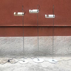 Two White Steel Joe Colombo Spider Floor Lamps by Oluce, Italy, 1965