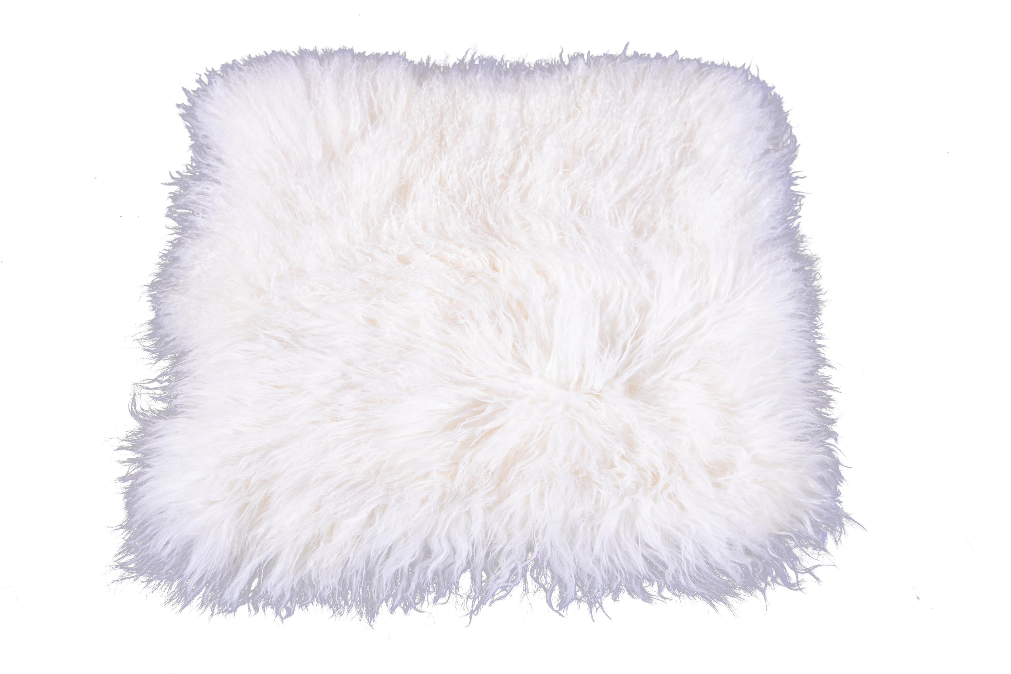 Two White Tibetan Fur Cushion Pillow Cover For Sale 6