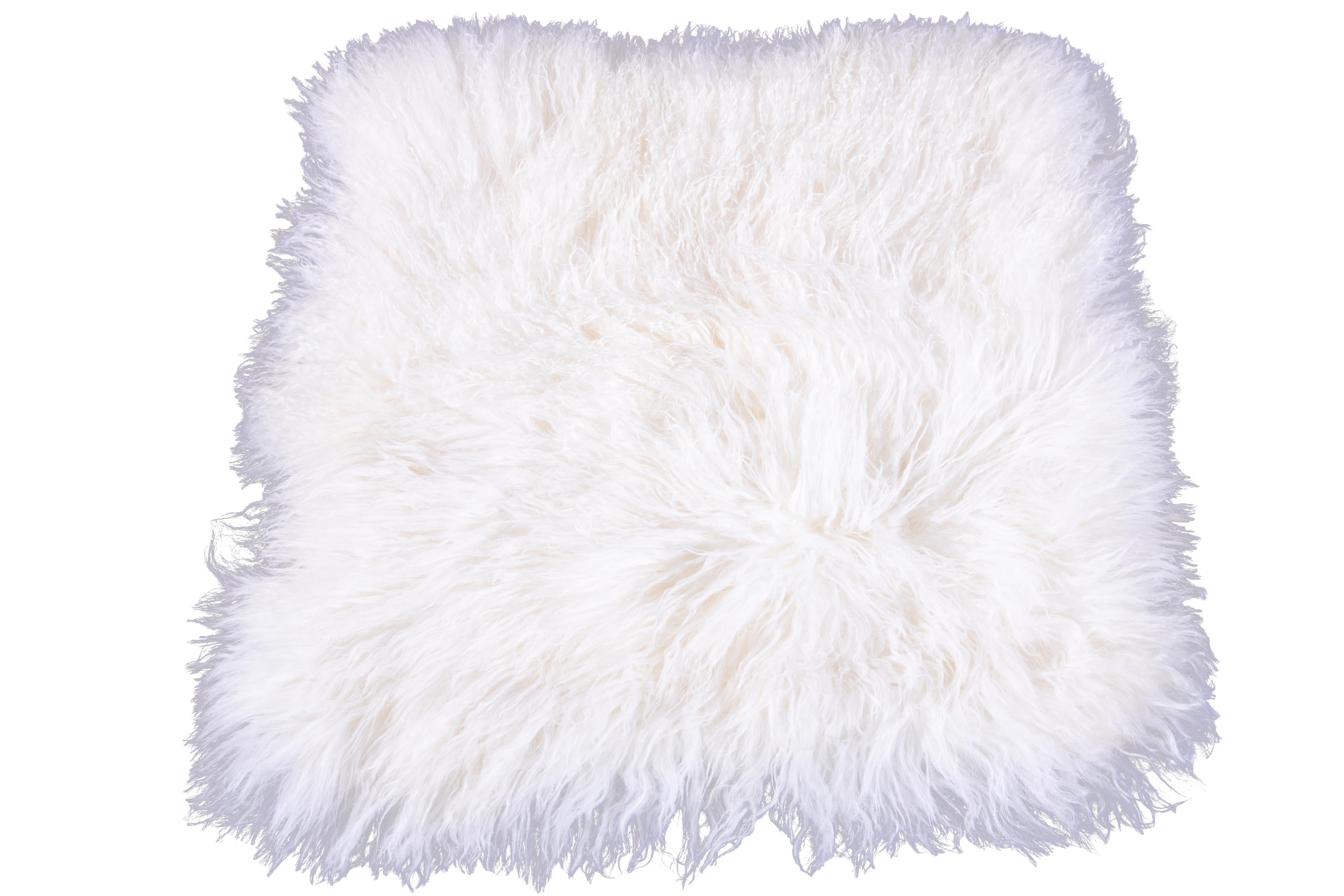 Two White Tibetan Fur Cushion Pillow Cover For Sale 1