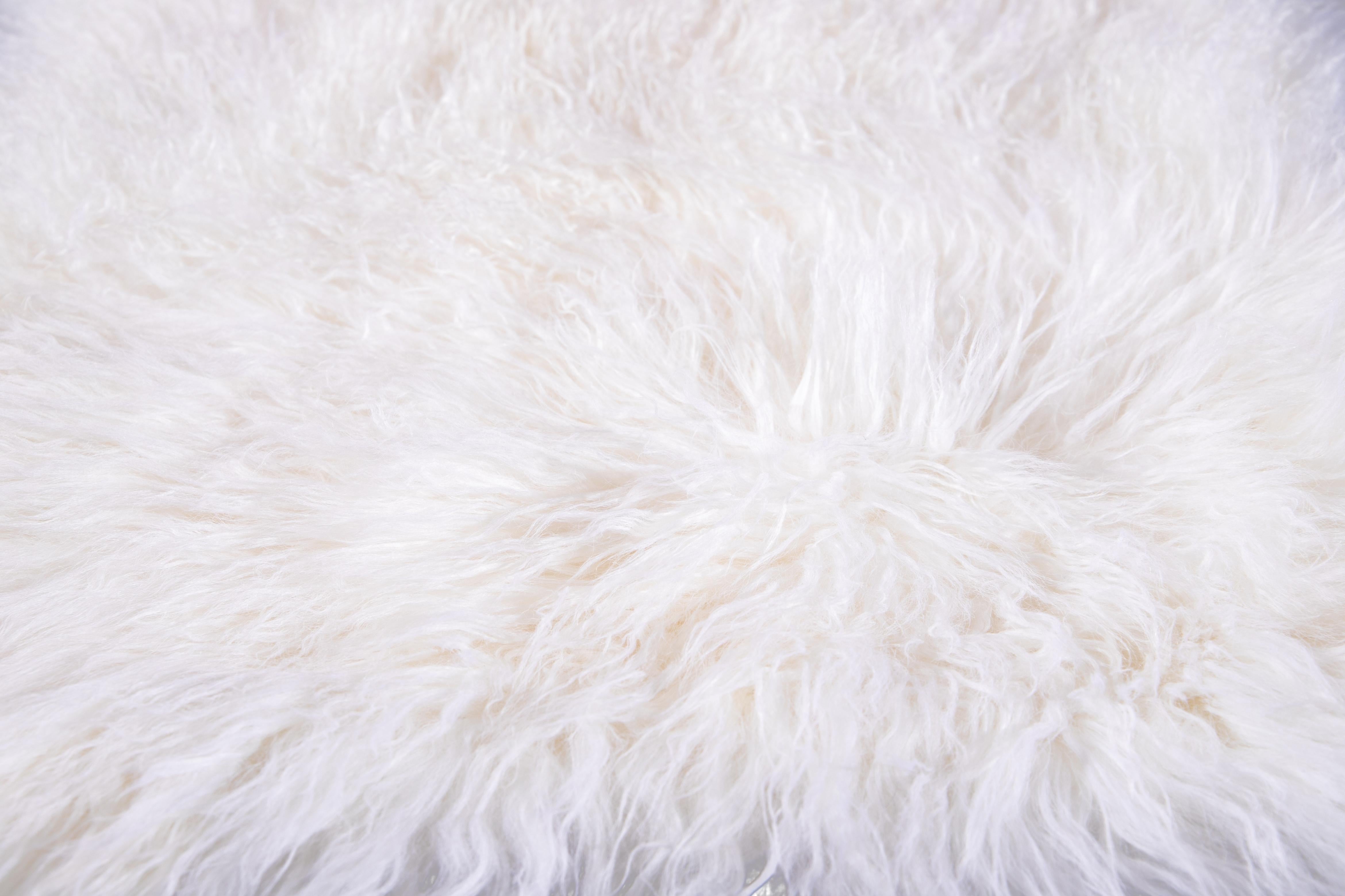 Two White Tibetan Fur Cushion Pillow Cover For Sale 2