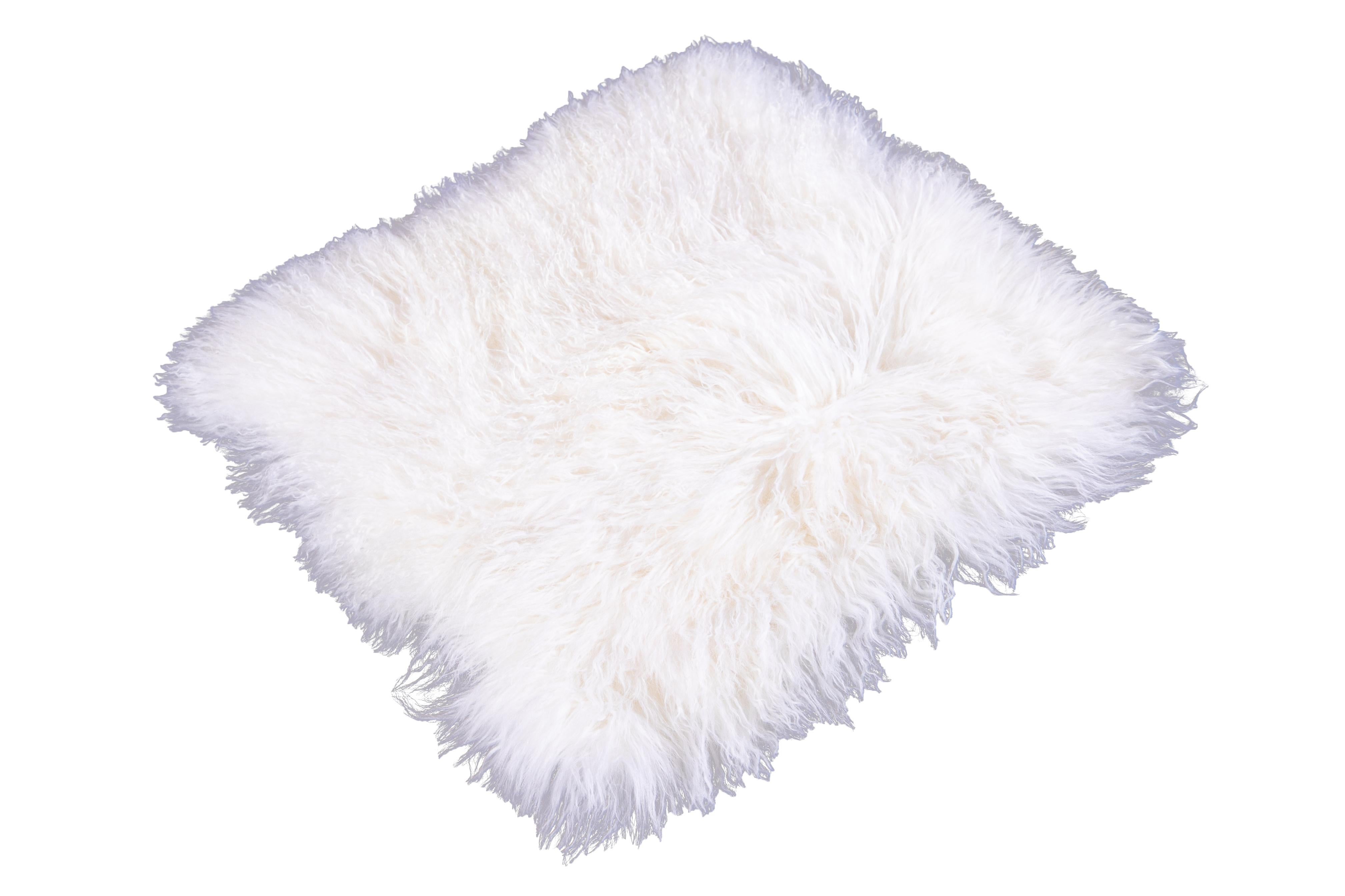 Two White Tibetan Fur Cushion Pillow Cover For Sale 3