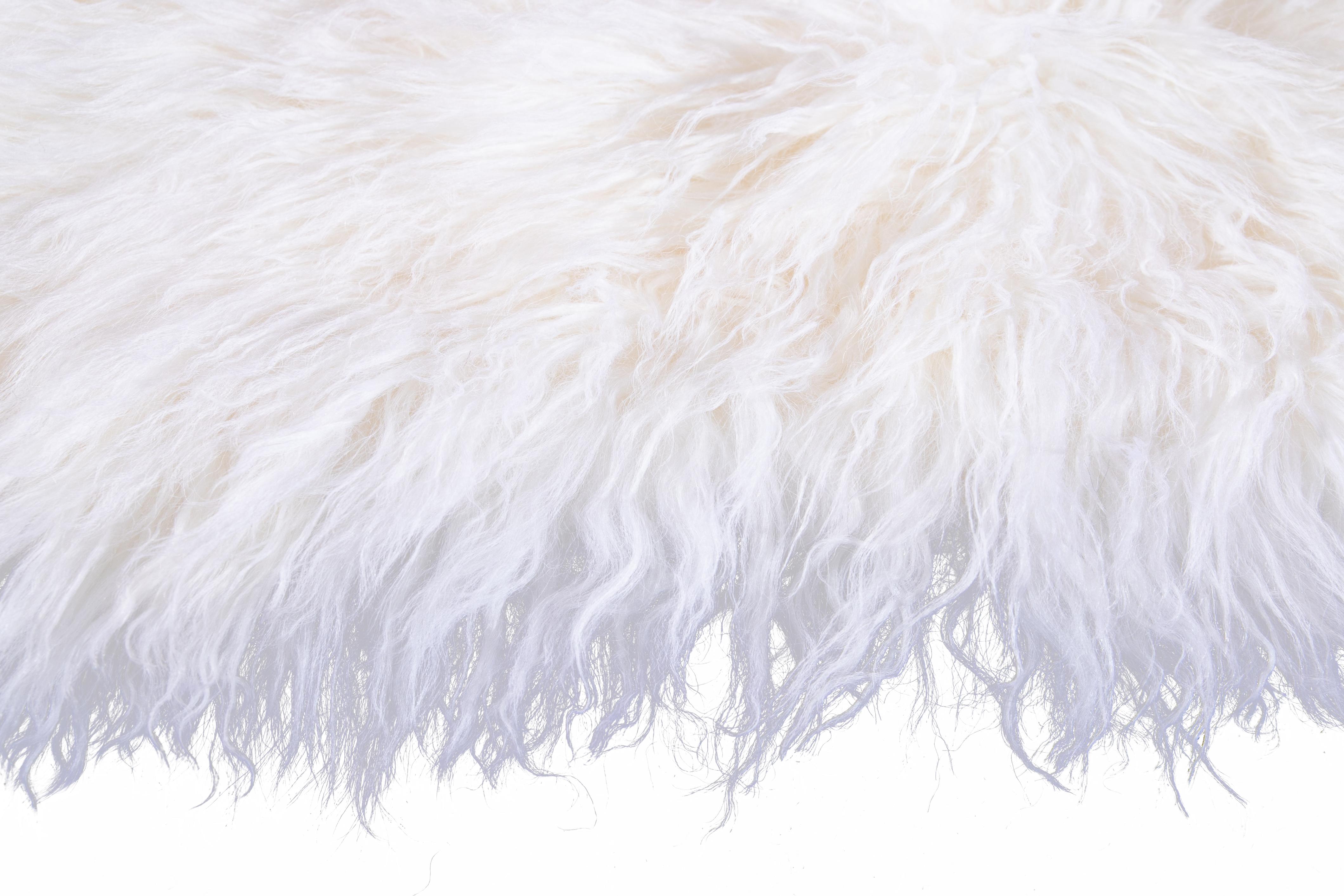 Two White Tibetan Fur Cushion Pillow Cover For Sale 4