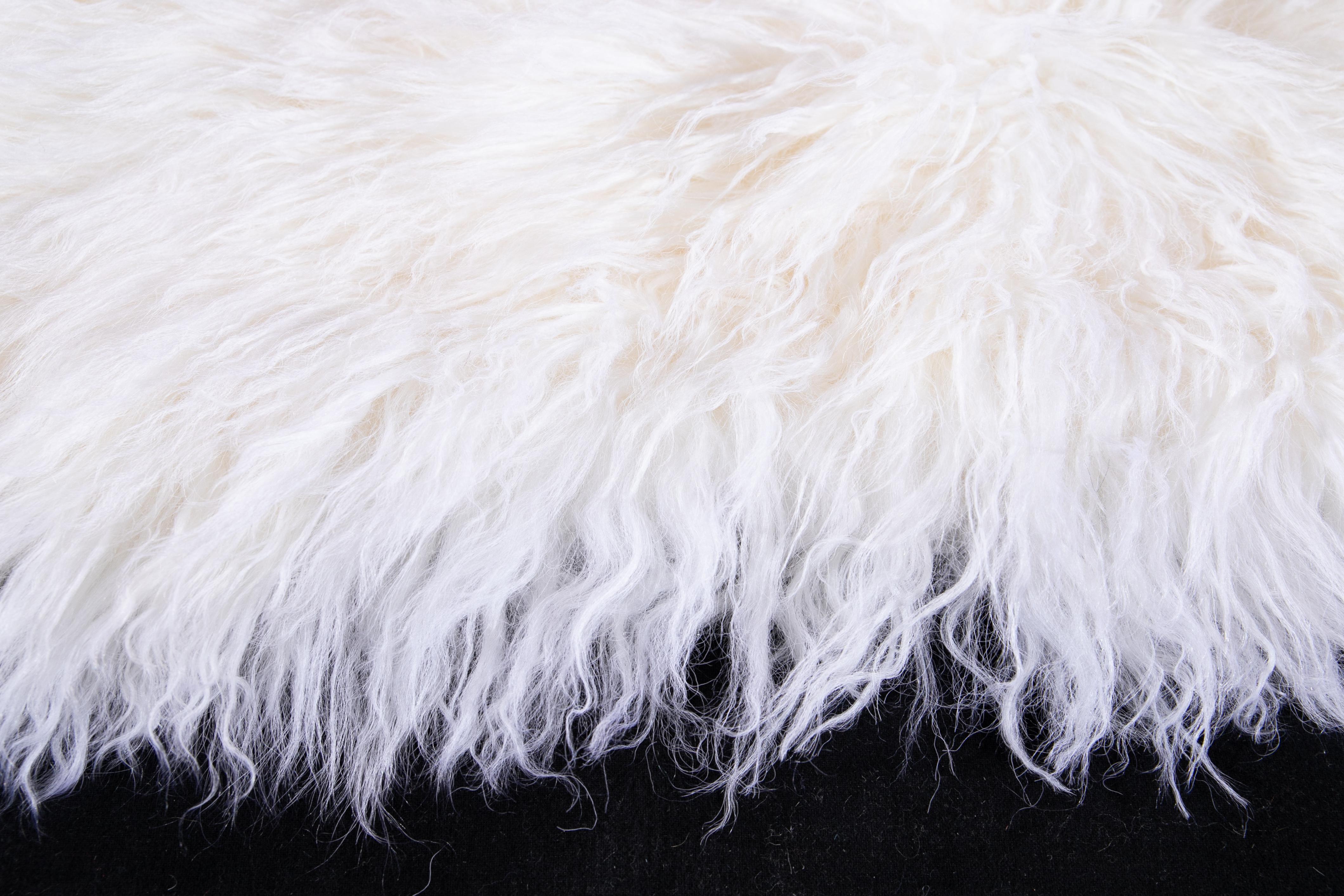 Two White Tibetan Fur Cushion Pillow Cover For Sale 5