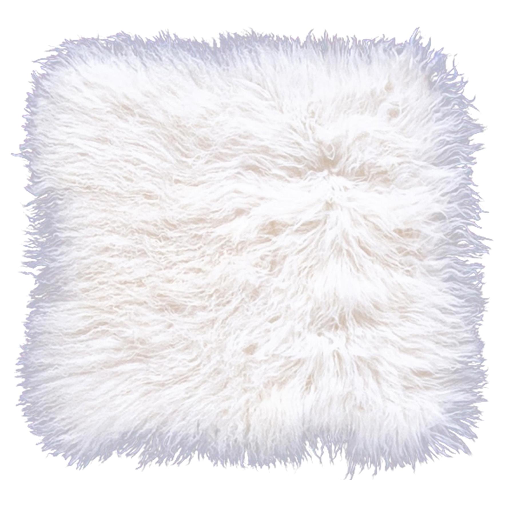 Two White Tibetan Fur Cushion Pillow Cover