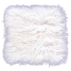 Two White Tibetan Fur Cushion Pillow Cover