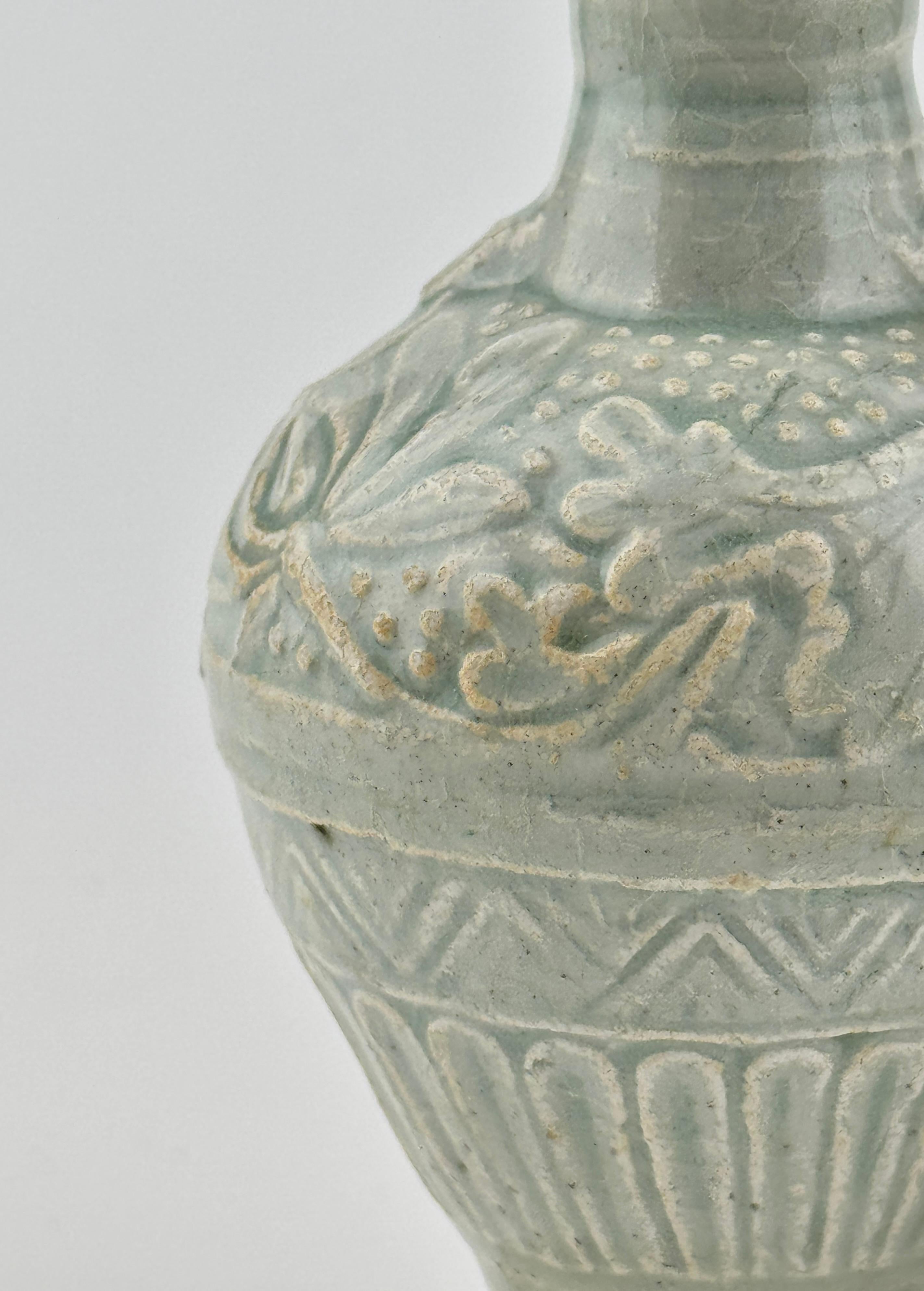 Ceramic Two white ware vases with flower design, Yuan Dynasty, 14th century For Sale