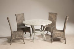 Two Whitewashed Bamboo Table, 1970s