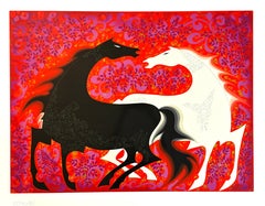 Two Wild Horses, Limited Edition Serigraph on Paper, 1998, Eyvind Earle