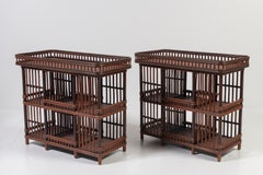 Williamsburg Coffee Finish Wicker Tiki Bars, Etegeres or Bookcases
