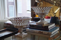 Two Wonderful Old Paris Porcelain Hand Painted Baskets, France, 1840-1850