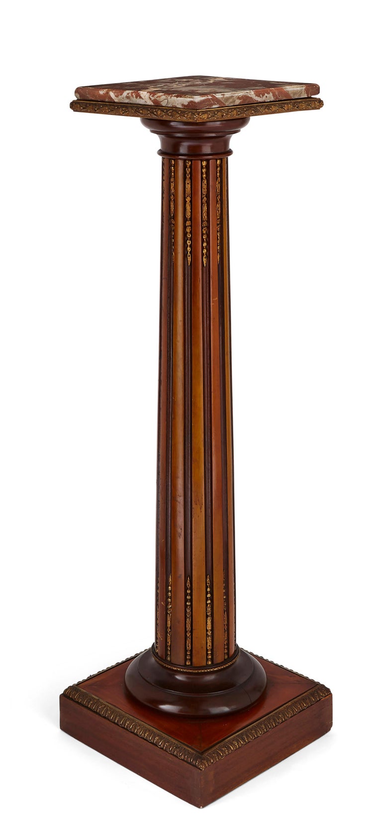 Two Wood, Marble and Gilt Bronze Columns For Sale at 1stDibs