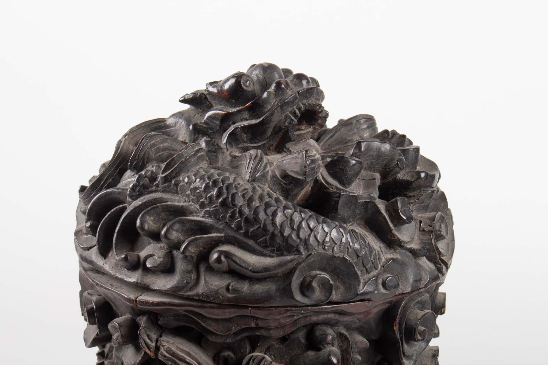 Two Wooden Box Indochina Iron, Decor Dragon, 19th Century In Good Condition In Saint-Ouen, FR
