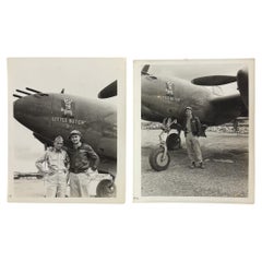 Two WWII Snapshots of Lt. Tom Harmon With His P-38 "Little Butch II"