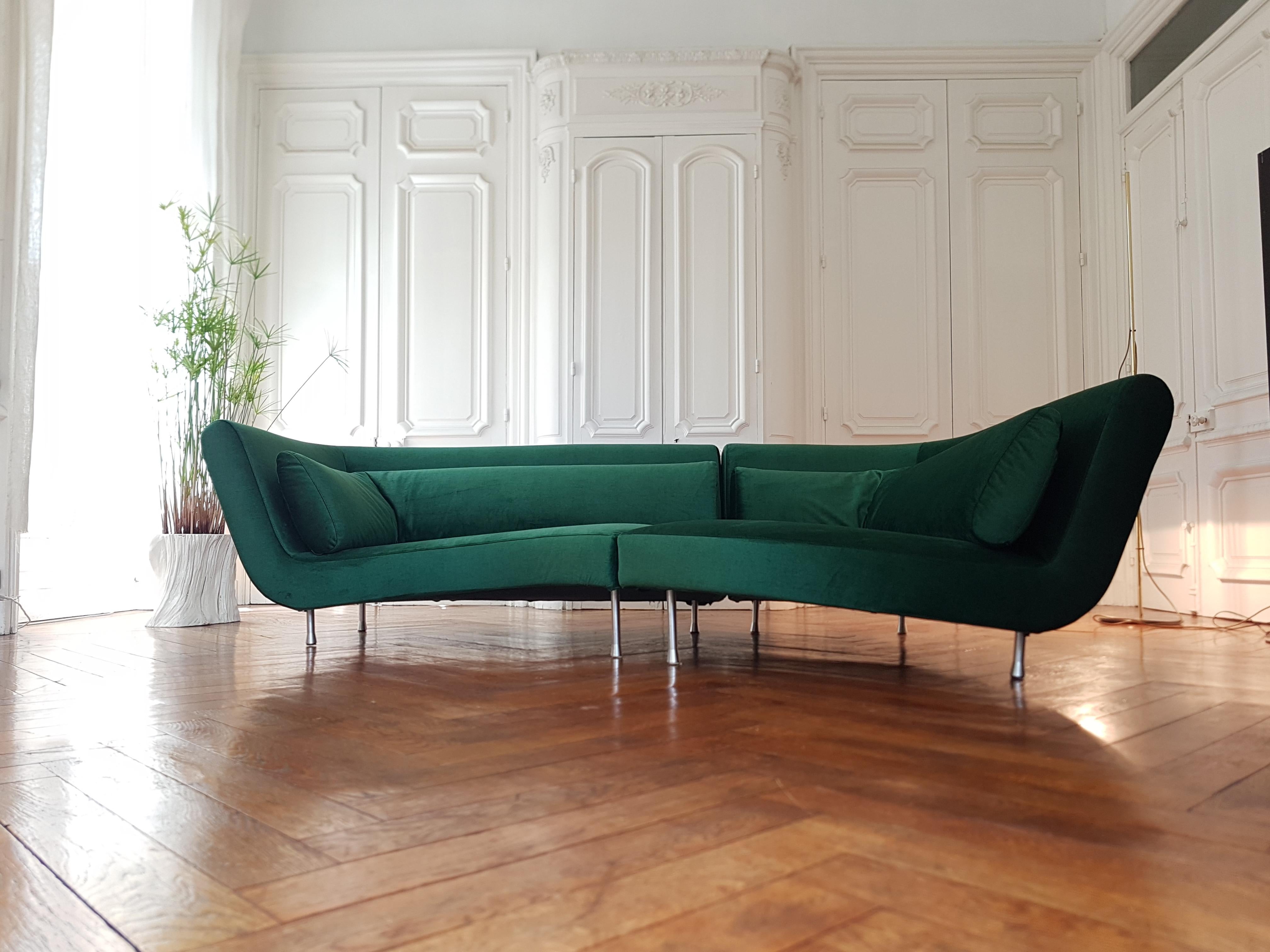 Two Yang Sofa Design Sofas by Francoi Boucher Cinna, Corner Sofa In Excellent Condition For Sale In Lyon, FR