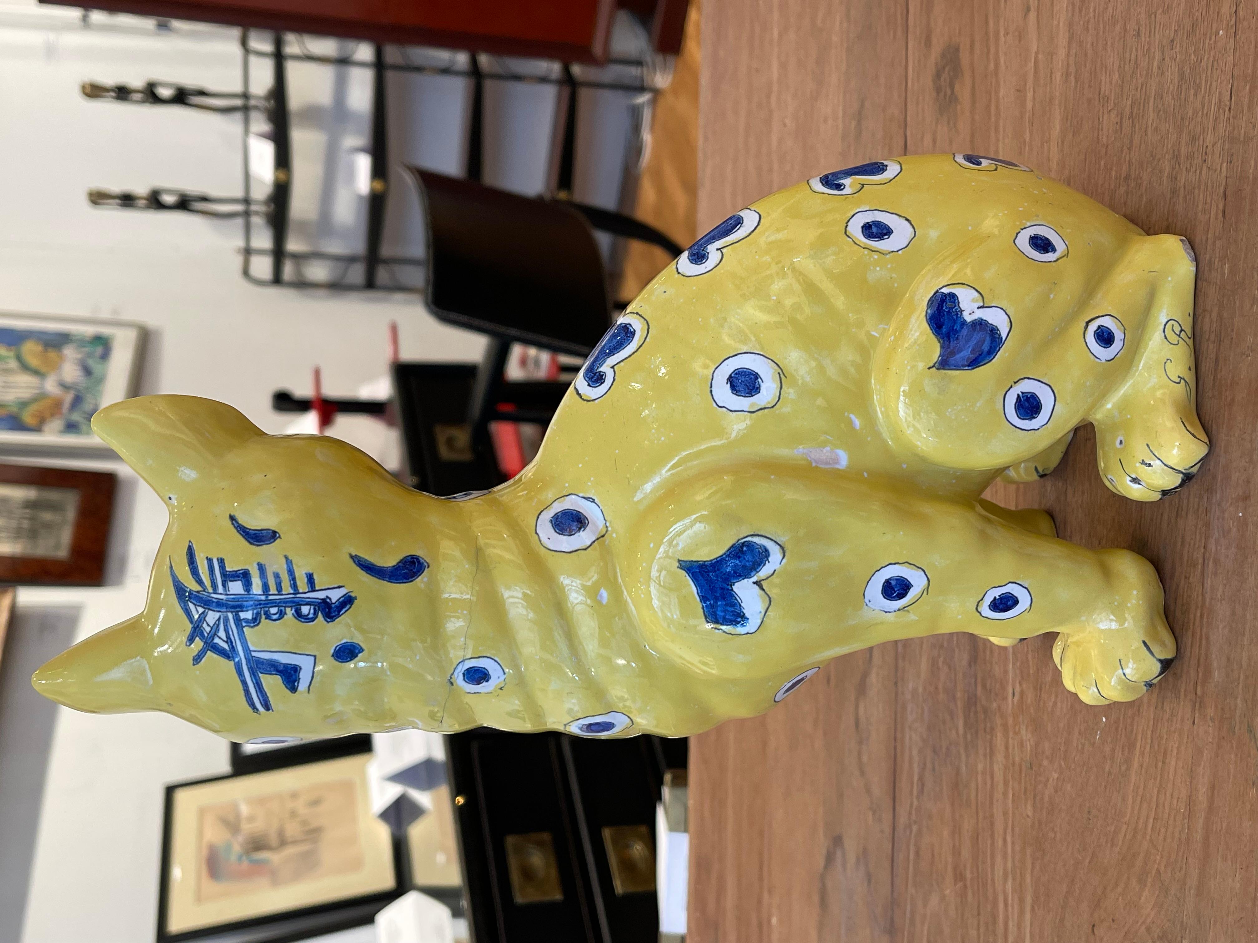 Deux chats en céramique jaune, Emile Gallé (1846-1904) en vente 5