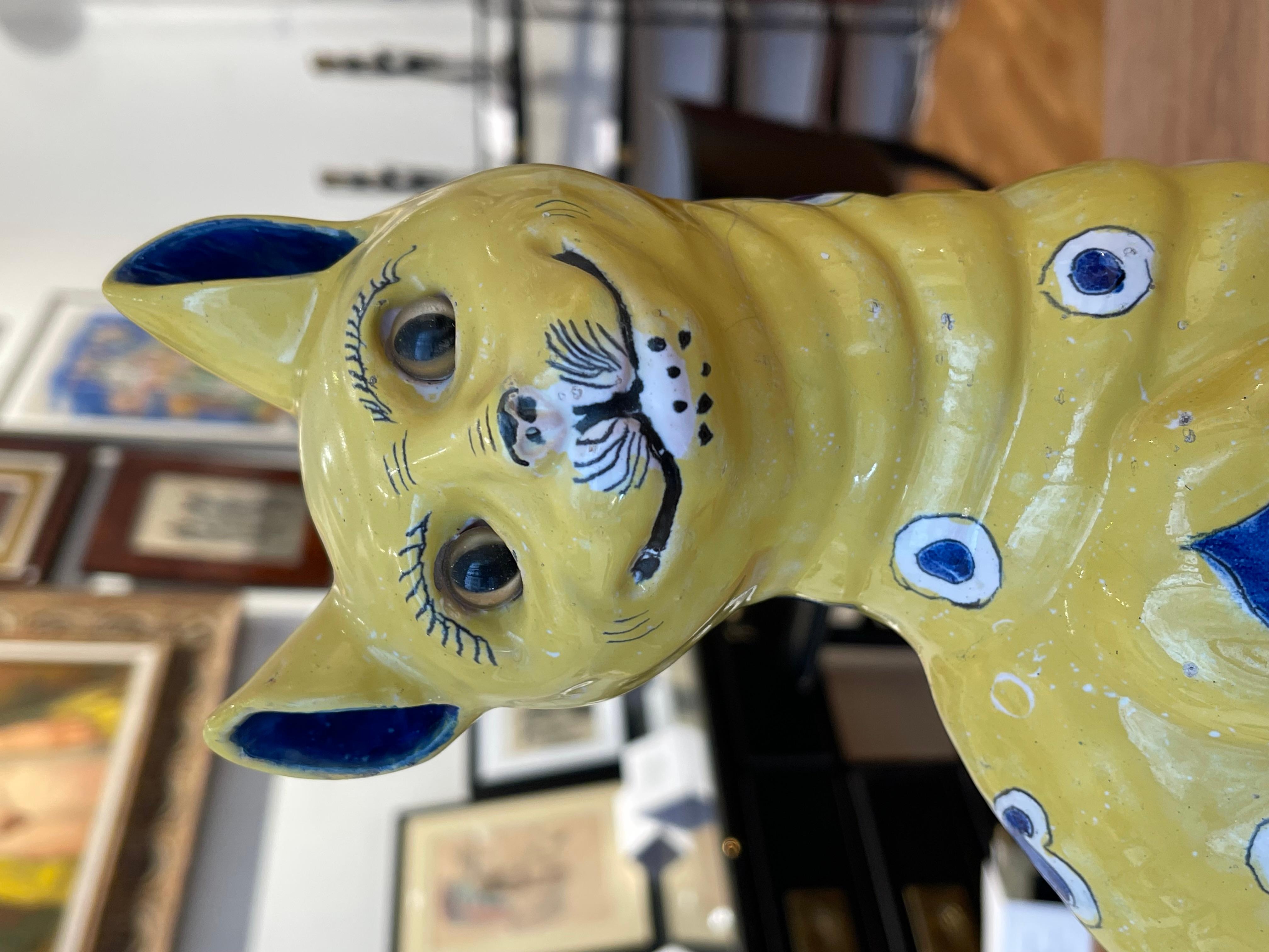 Deux chats en céramique jaune, Emile Gallé (1846-1904) en vente 10