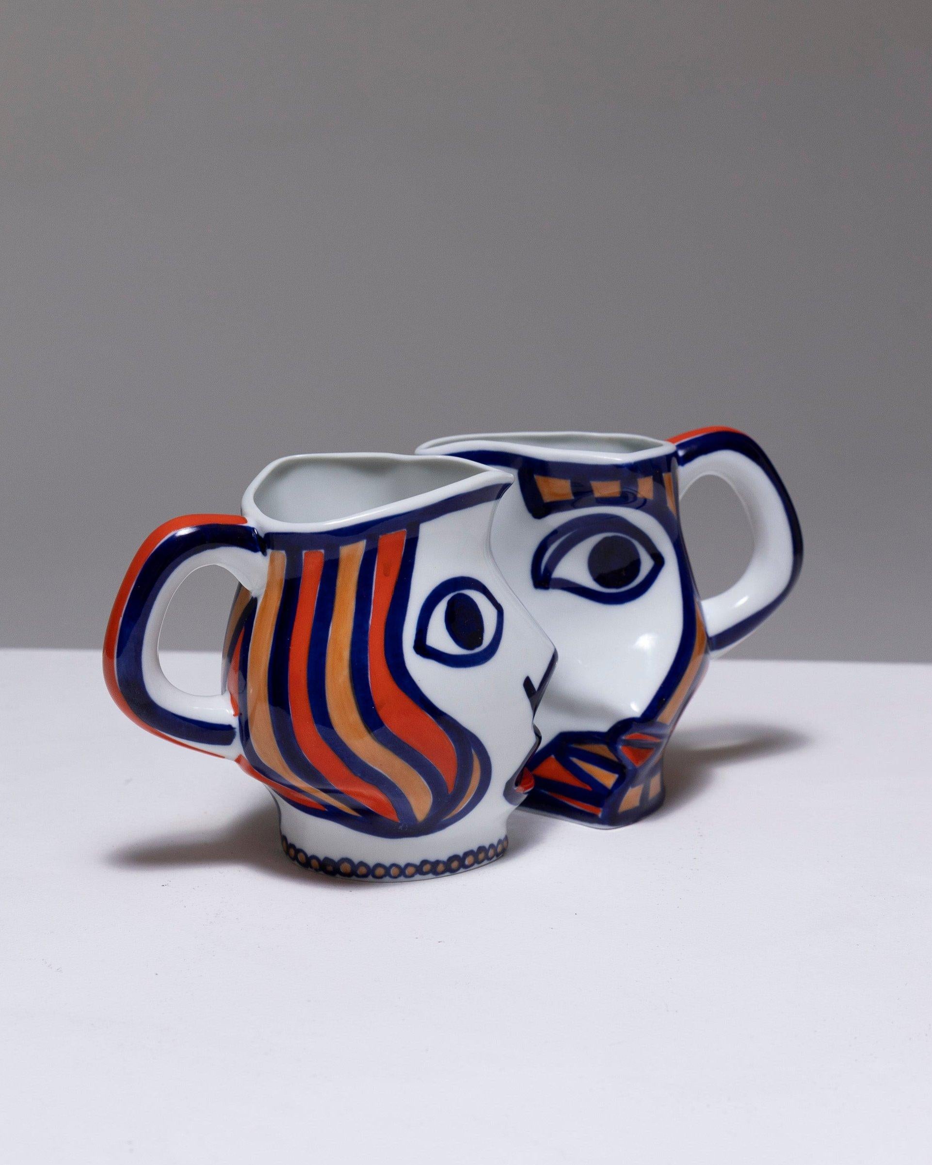 Two Yin-Yang Porcelain Pitchers, O. Castro, 2000s In Good Condition For Sale In PARIS, FR