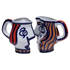 Two Yin-Yang Porcelain Pitchers, O. Castro, 2000s