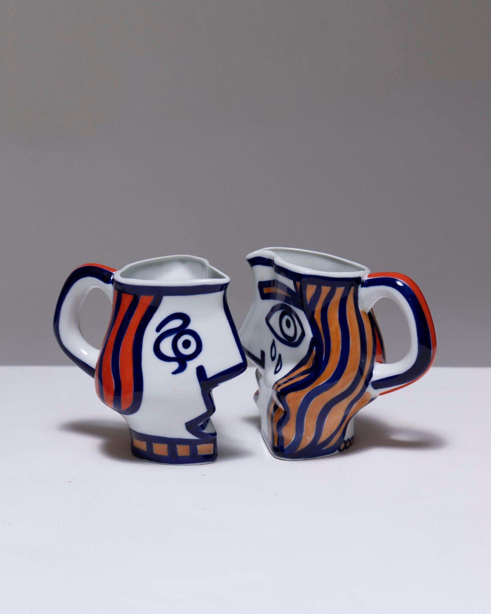 Two Yin-Yang Porcelain Pitchers, O. Castro, 2000s For Sale