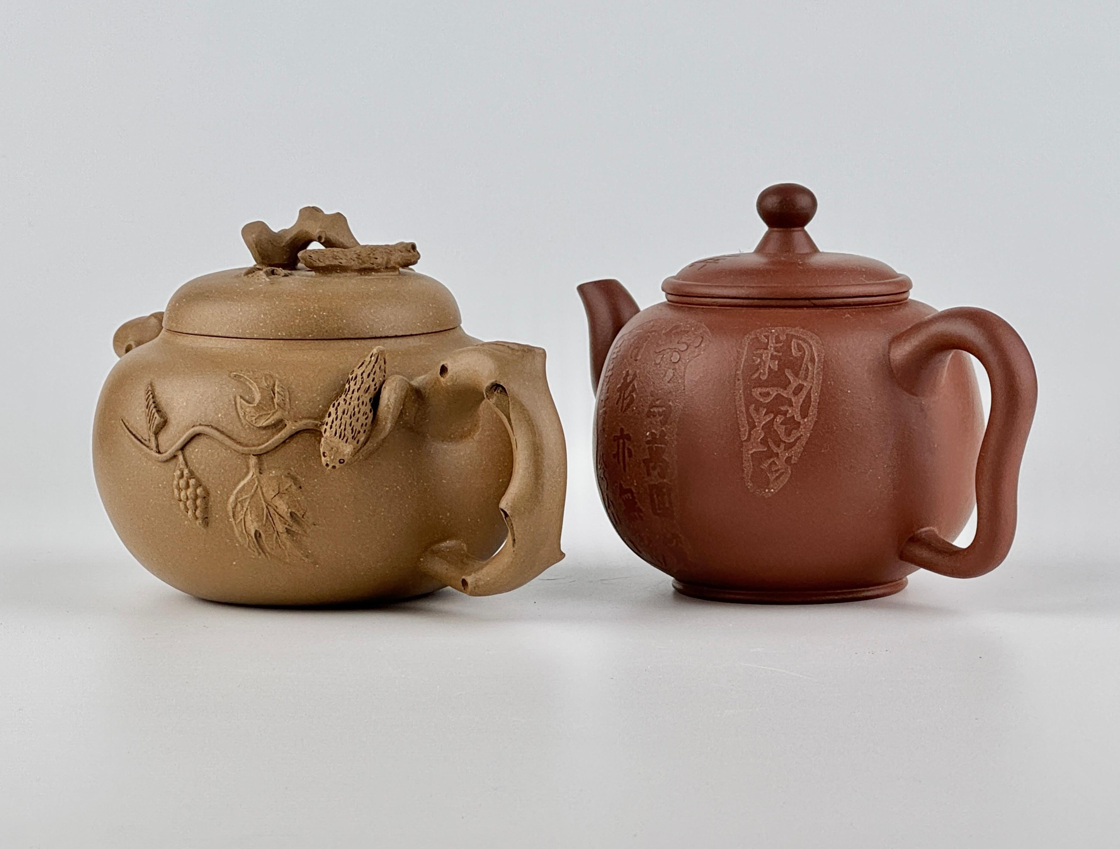 East Asian Two Yixing Teapots and Covers For Sale