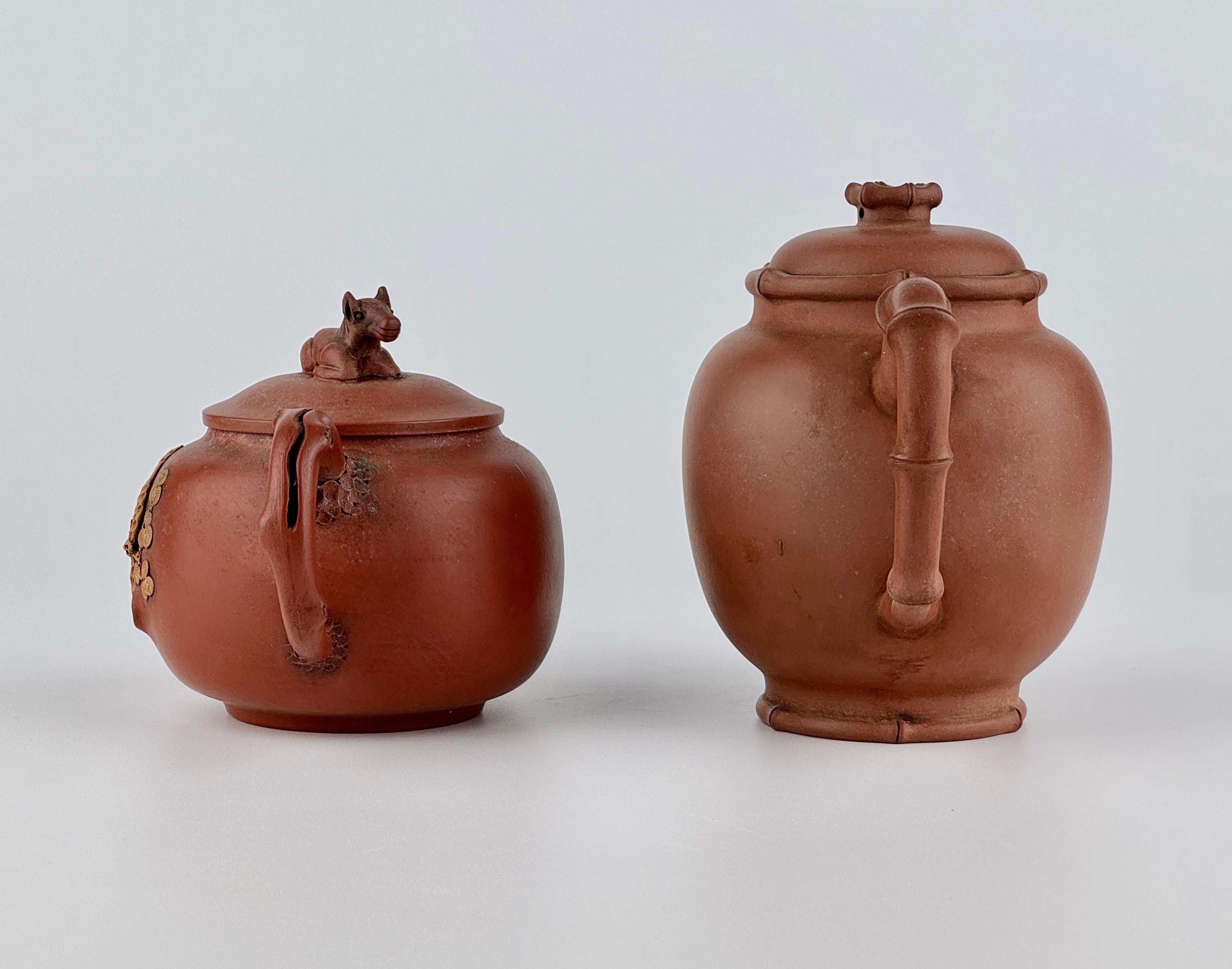 East Asian Two Yixing Zisha Teapots and Covers For Sale