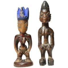 Two Yoruba Ibeji Twin Figures, Early 20th Century, Nigeria, Africa Tribal Art