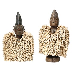 Antique Two Yoruba Tribe twin Figures with Cowrie Cloaks, Nigeria