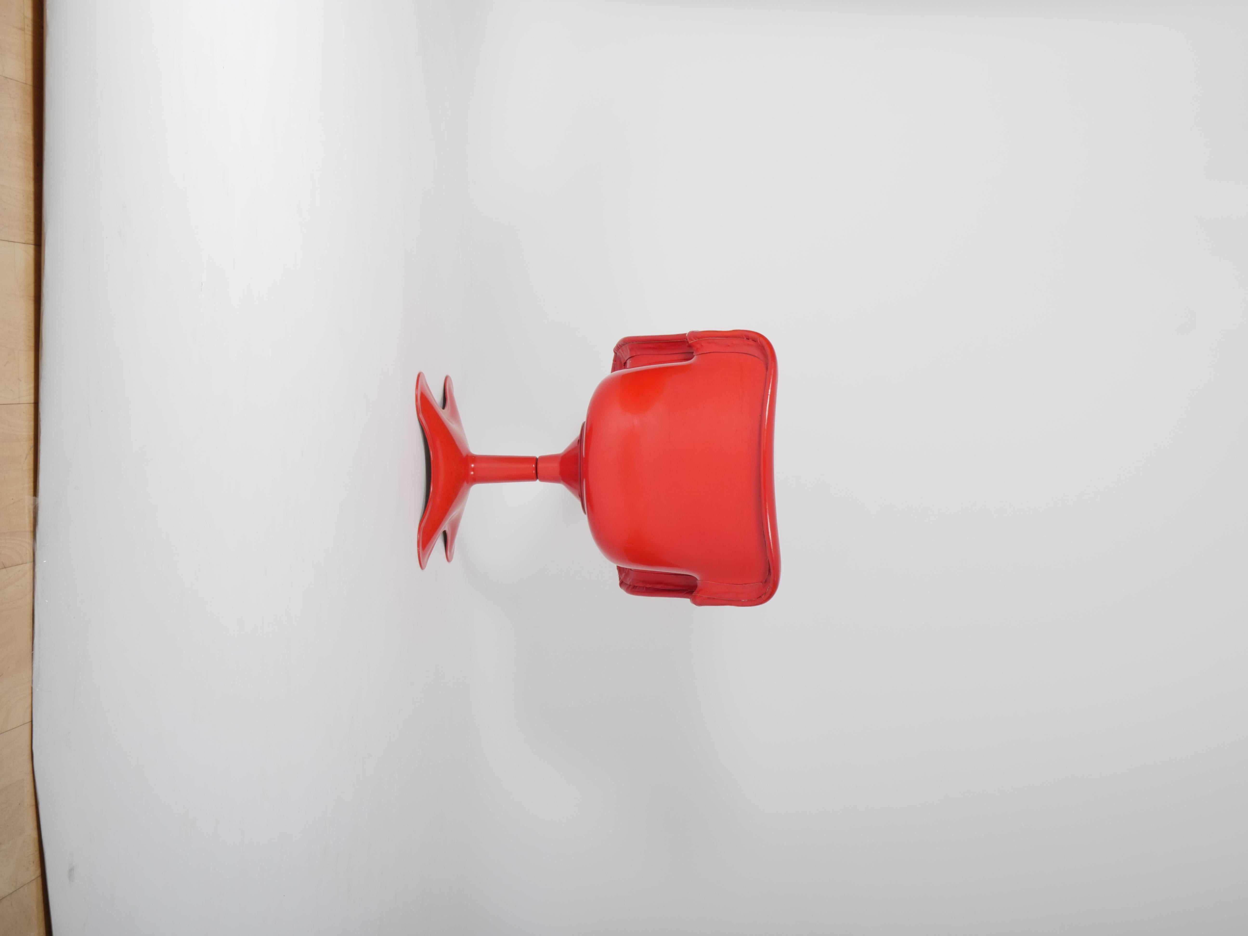 Steel Two Yrjo Kukkapurö, red leather 'Junior' chairs by Hami Finland c1960. For Sale