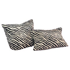 Two Zebra Velvet Safari Style Pillows Feather Down