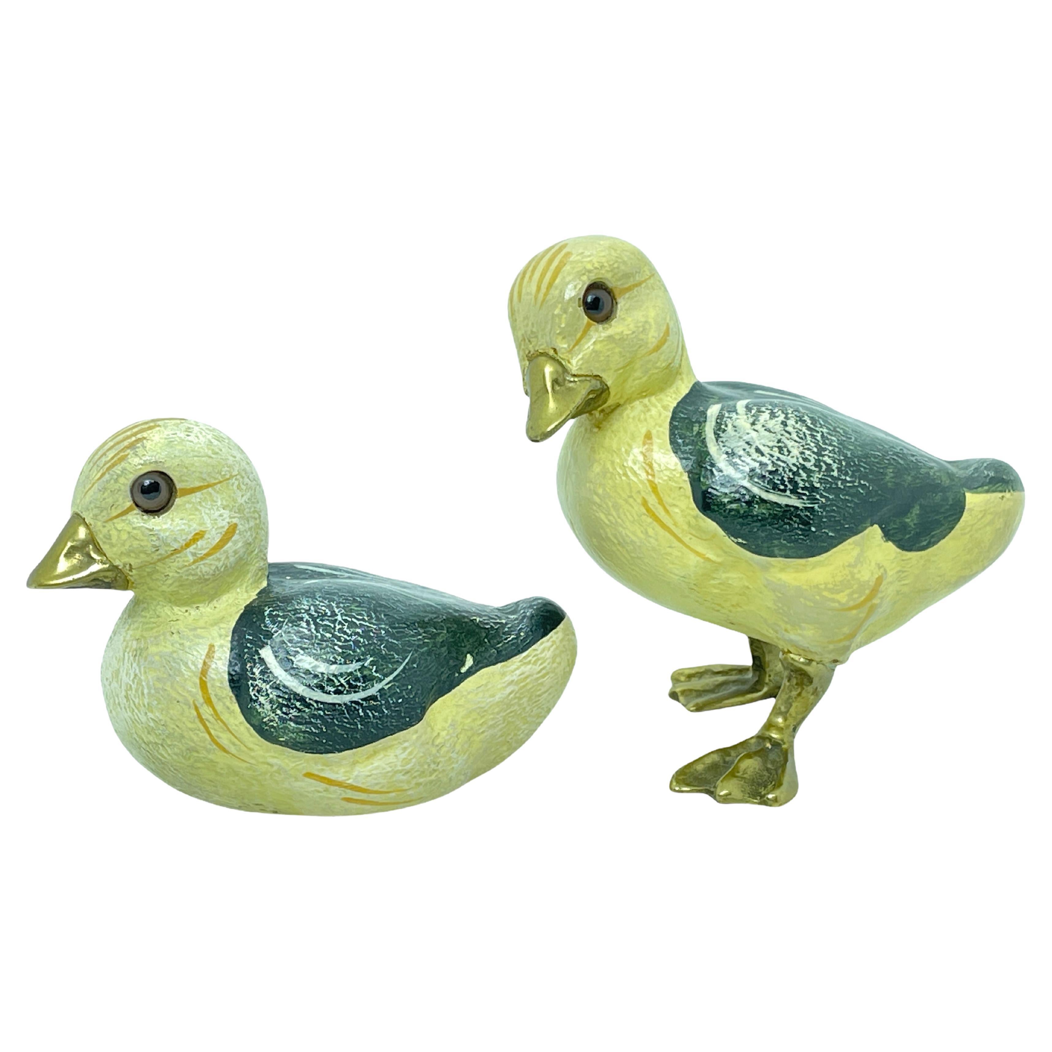 Vintage 1970s Green Ceramic Duck Figurines Set by Frisco Golden Gate Co NOS