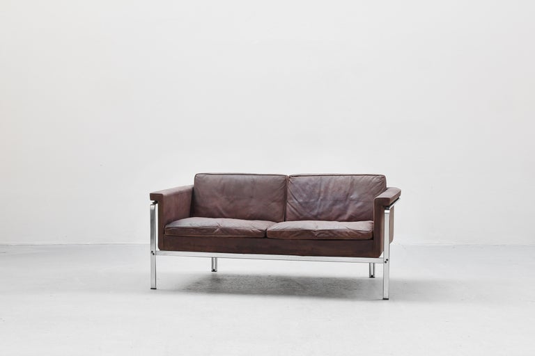 German Two-Seat Sofa by Horst Bruning for Alfred Kill International Leather, 1968 For Sale