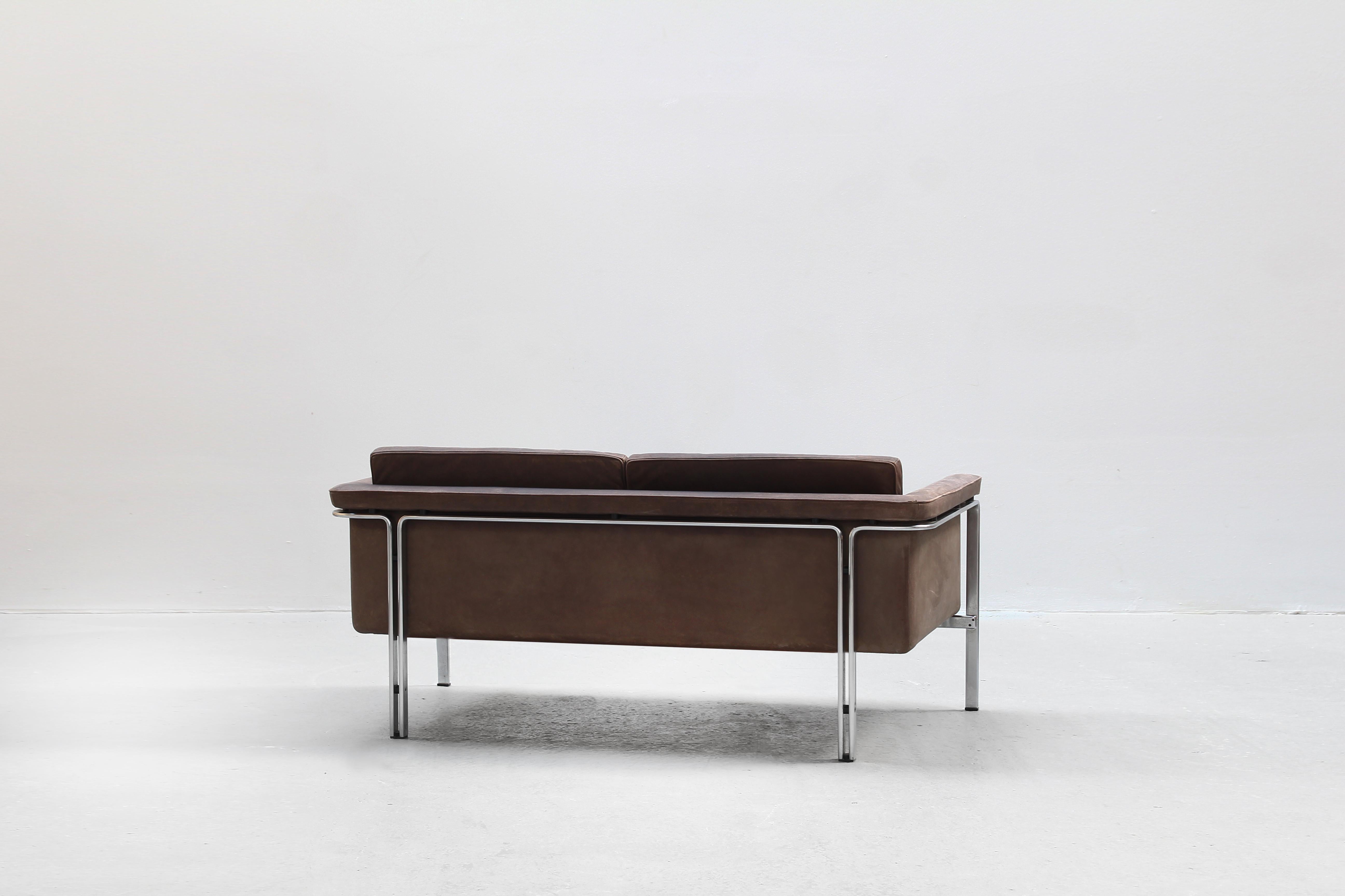 Sofá de dos plazas de Horst Bruning para Alfred Kill International Piel, 1968 en Bueno estado para la venta en Berlin, DE