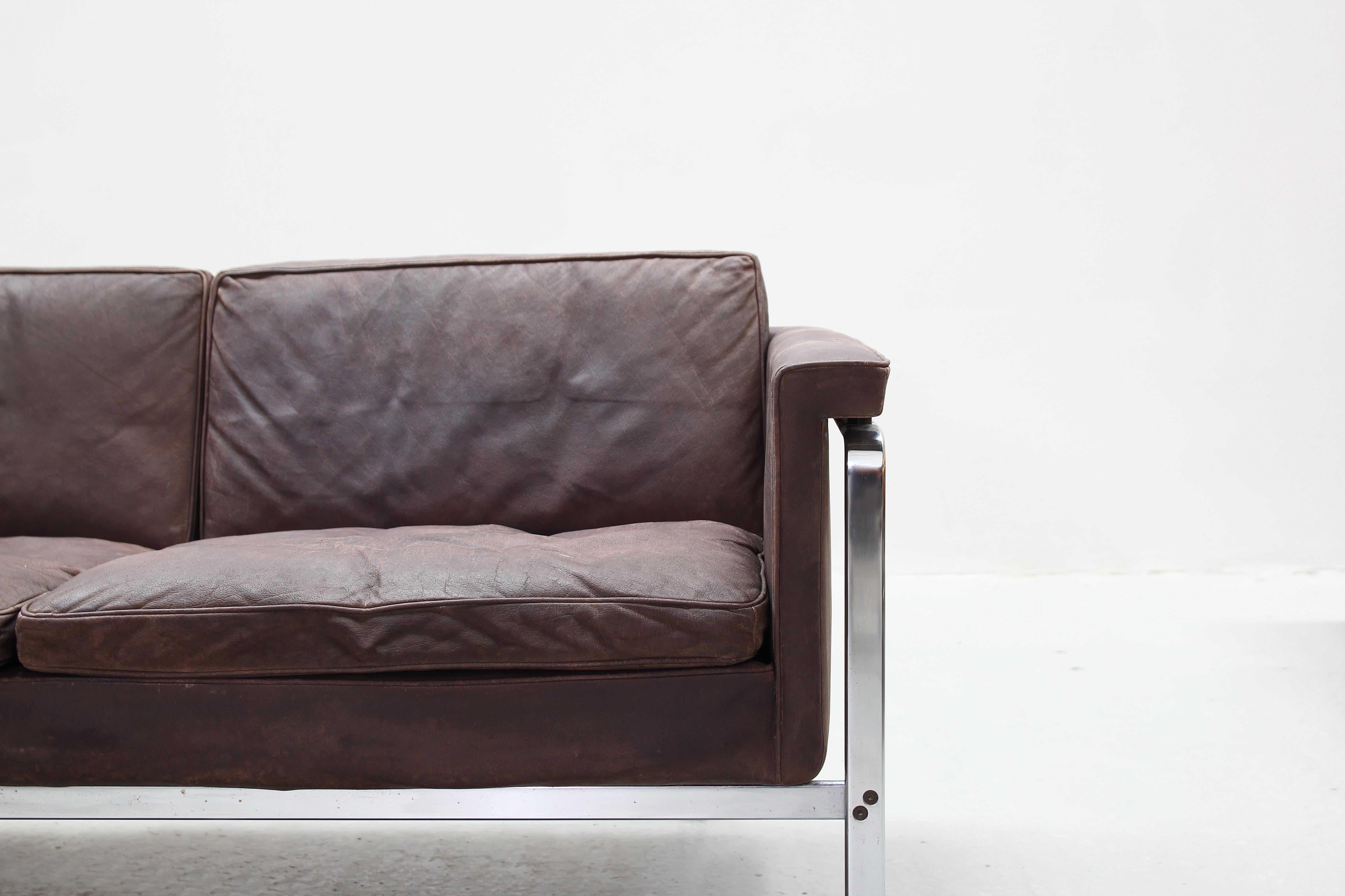 Two-Seat Sofa by Horst Bruning for Alfred Kill International Leather, 1968 For Sale 1