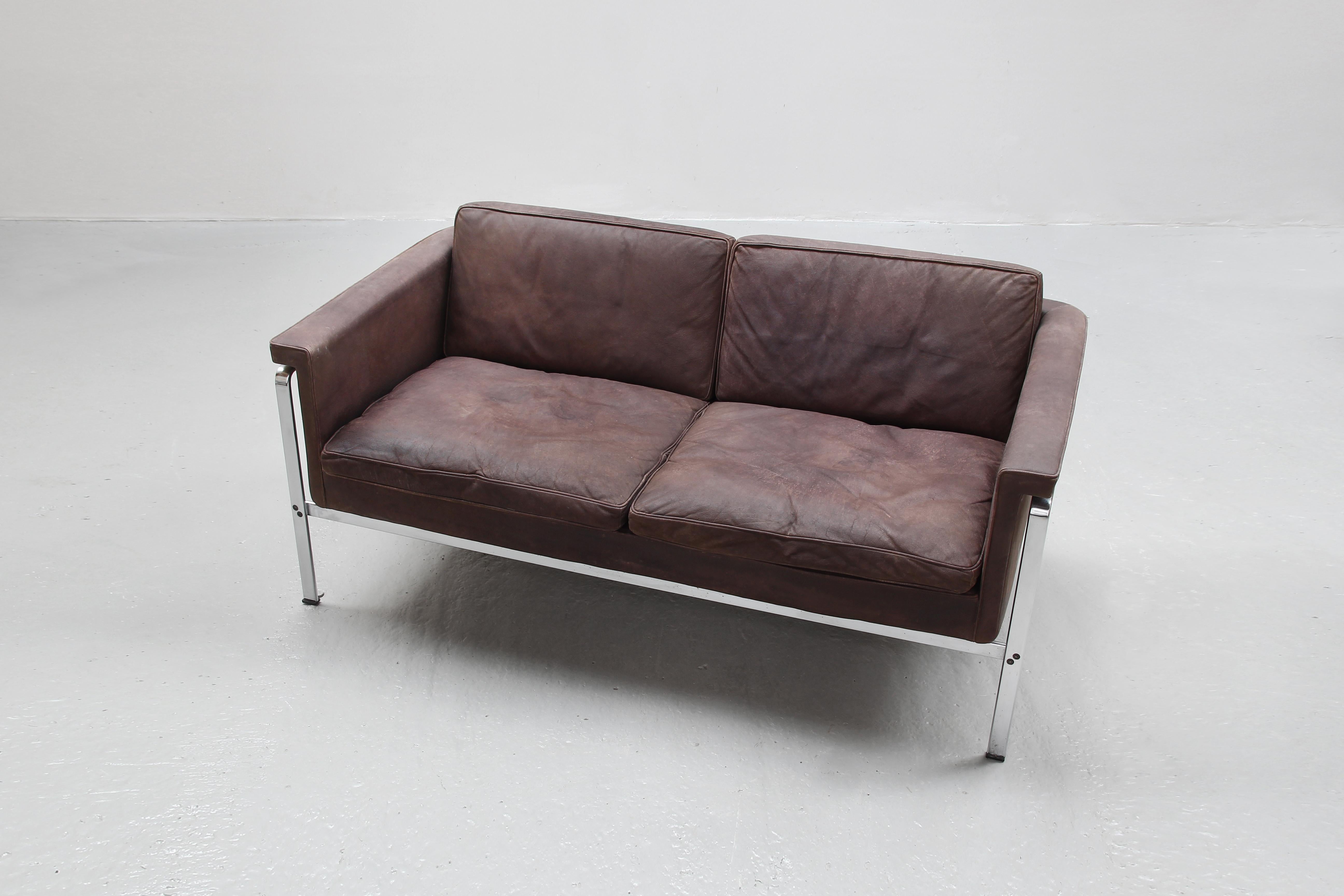 Sofá de dos plazas de Horst Bruning para Alfred Kill International Piel, 1968 en venta 3
