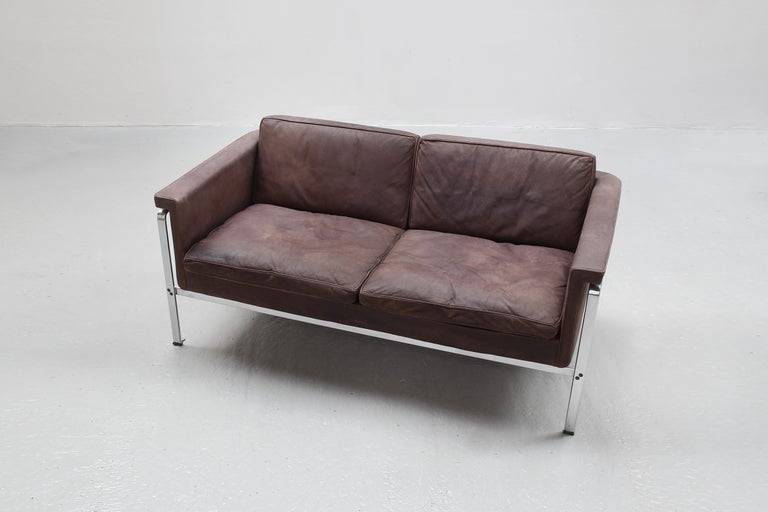 Two-Seat Sofa by Horst Bruning for Alfred Kill International Leather, 1968 For Sale 4