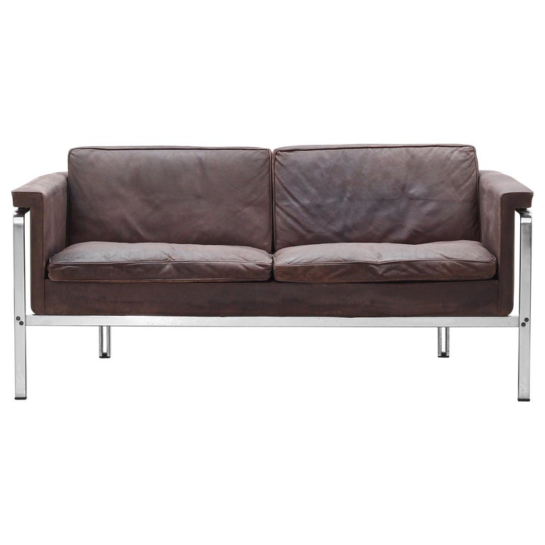 Two-Seat Sofa by Horst Bruning for Alfred Kill International Leather, 1968 For Sale