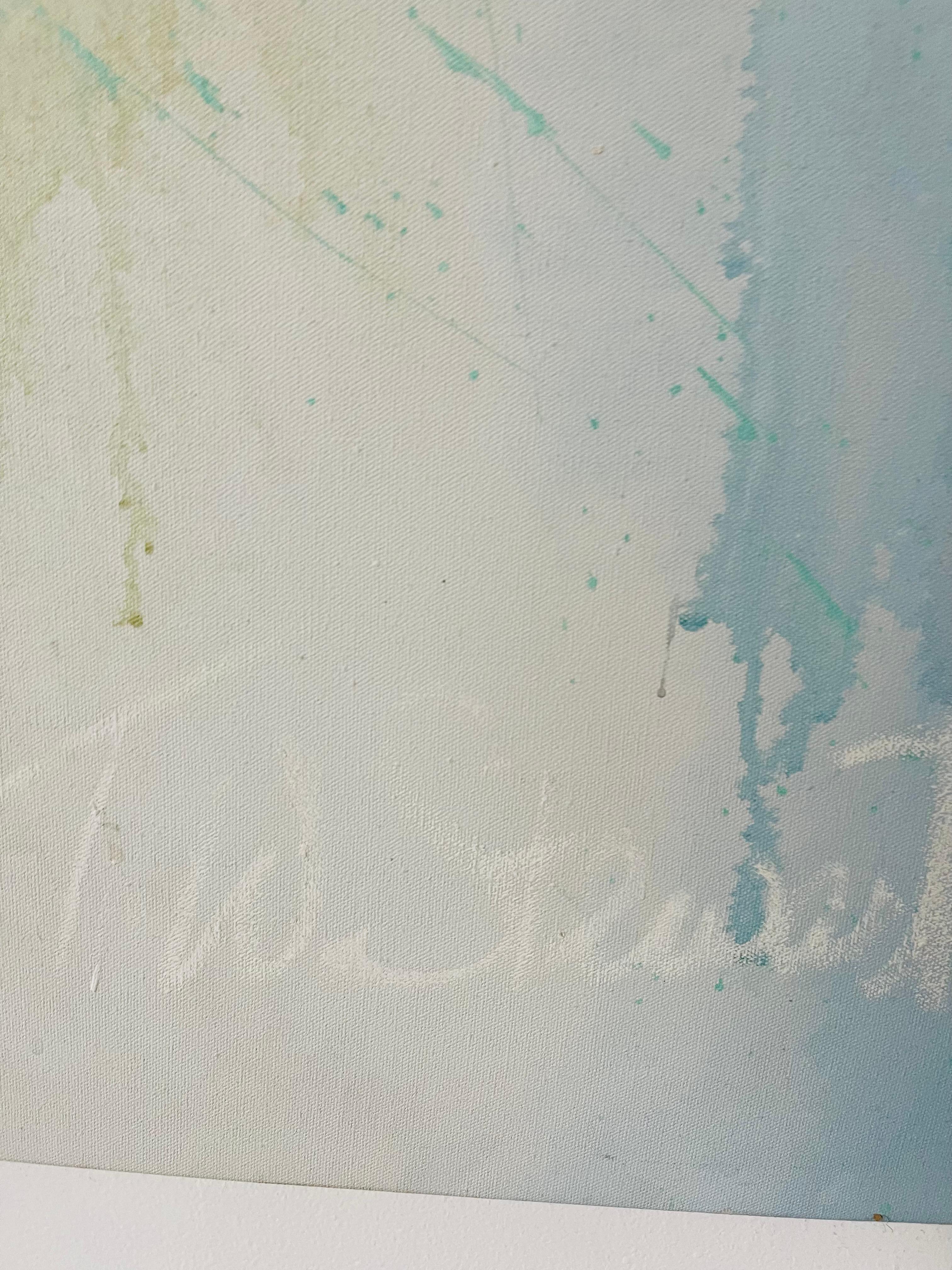 Americano T.W.Stewart  Olio su tela blu astratto Dyptich Contemporary in vendita
