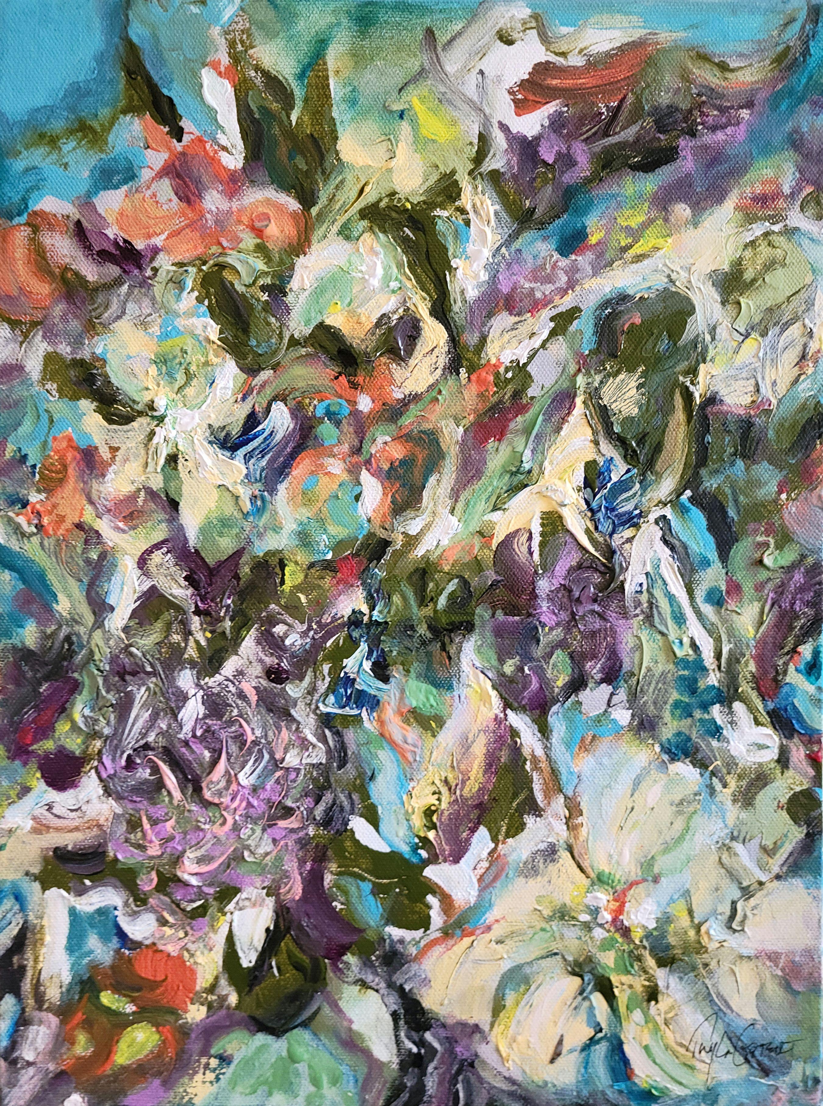 Twyla Gettert Abstract Painting - Floral Crazy Love, Painting, Acrylic on Canvas