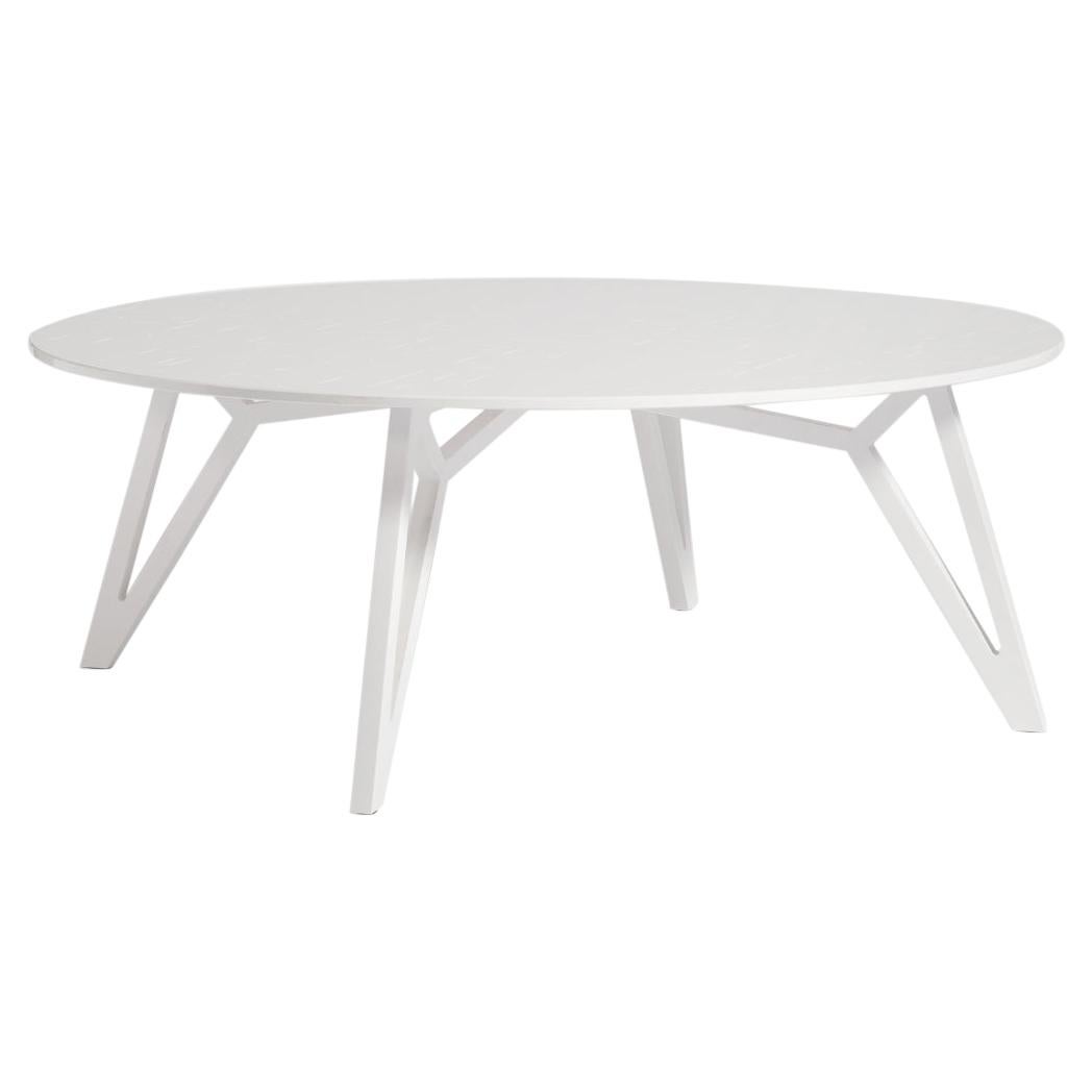 21st Century Modern Round Stone Composite Coffee Table in White Snow(Large size)