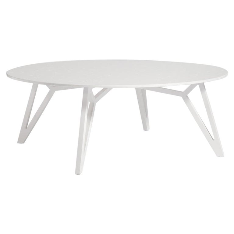 21st Century Modern Round Stone Composite Coffee Table in White Snow(Large  size) For Sale at 1stDibs