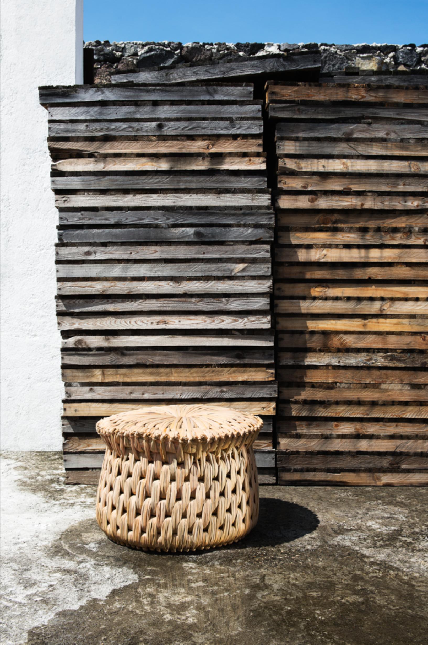 Txt.02 stool by Txt. Ure
Dimensions: Ø 64 x H 40 cm. 
Materials: Tulle natural fiber with natural finish.

For interior and exterior use (under covered spaces).

Txt. ure was the first design project to reintroduce the Mexican weaving style of