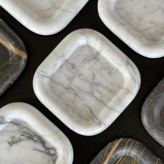 Ty Catch: Square Puffed Edge Catchall in White Cloud Marble by Anastasio Home