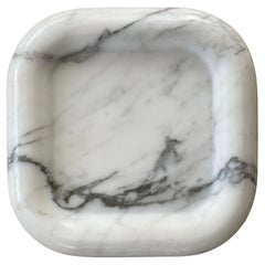 Ty Catch: Square Puffed Edge Catchall in White Cloud Marble by Anastasio Home