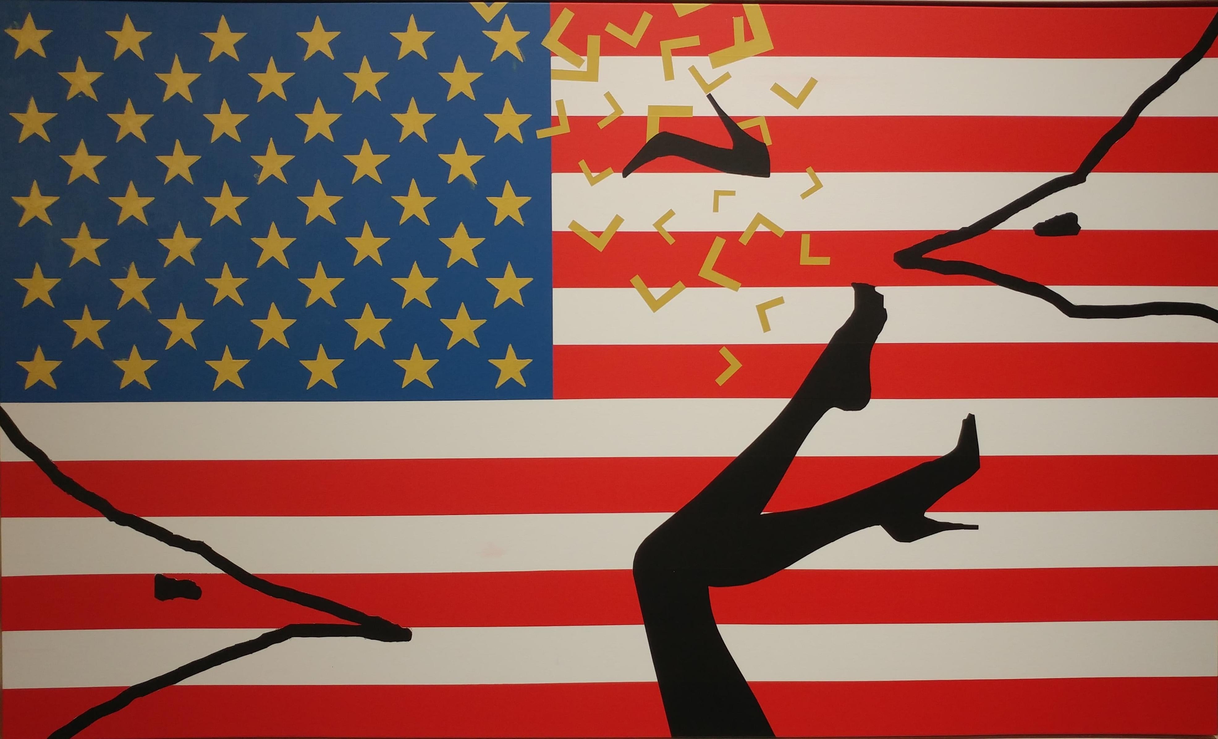 "Kicking Up Heels in the US" Pittura astratta 36" x 60" pollici di Ty Joseph
