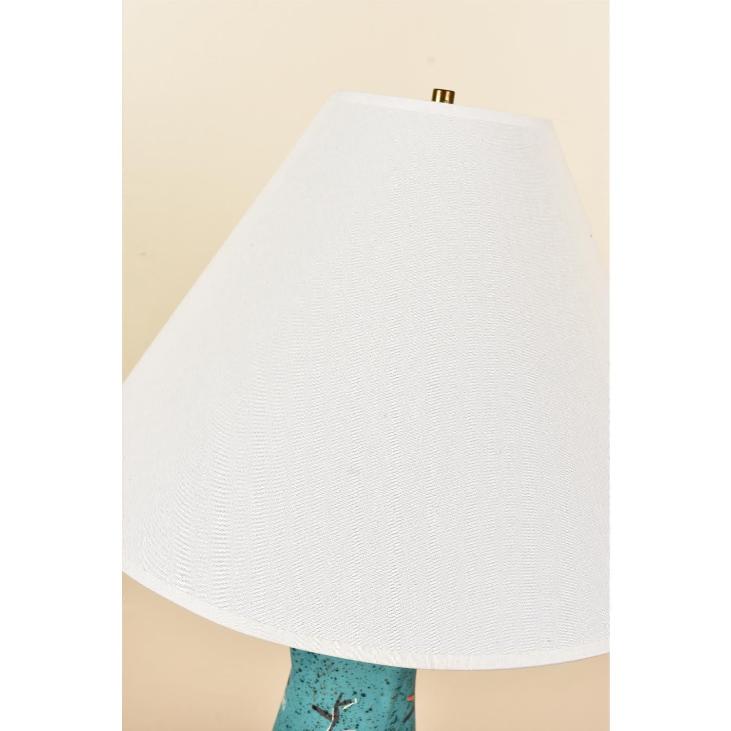 Ceramic Tye of California Aqua Blue Painted and Glazed Mid-Century Modern Lamp