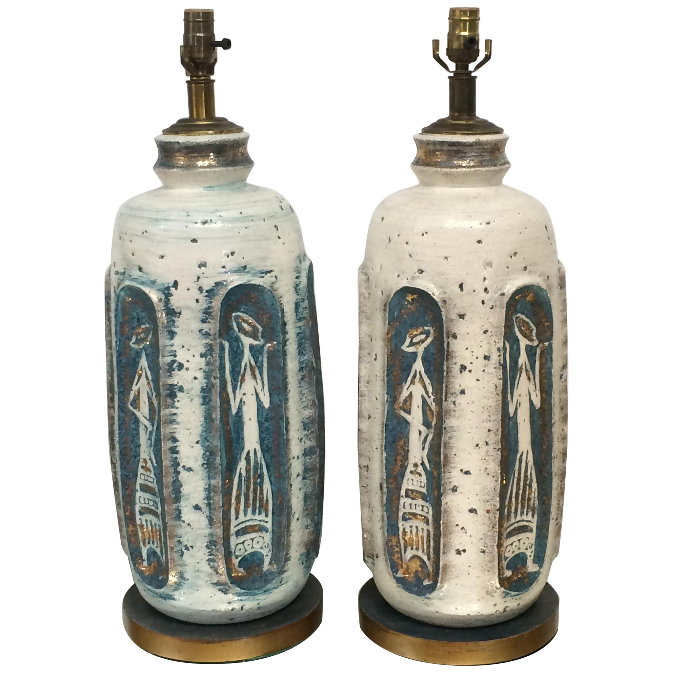 Tye of California Pottery Table Lamps a Pair, 1950s
