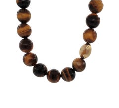 Tyger Eye and 18 Karat Gold Necklace