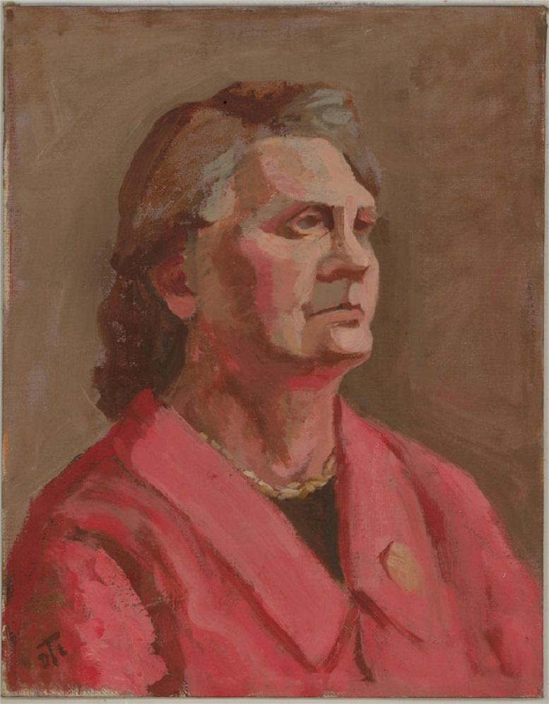 Tyldesley - Mid 20th Century Oil, Woman In Pink 1
